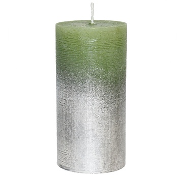 Cylinder Green-silver Candle - buy, prices for Auchan - photo 1