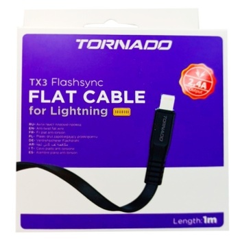 Кабель USB-L Tornado TX3 Flat (2.4A/1m) Lighting black - купить, цены на - фото 1