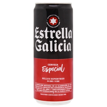 Пиво Estrella Galicia Especial світле залізна банка 5,5% 0,33л - купити, ціни на МегаМаркет - фото 1