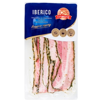 Грудинка Салтівський М'ясокомбінат Iberico нарізка 120г - купити, ціни на Чудо Маркет - фото 1