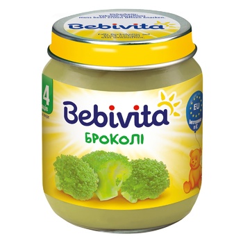 Пюре овощное Bebivita Брокколи для детей с 4 месяцев 125г - купить, цены на Auchan - фото 1