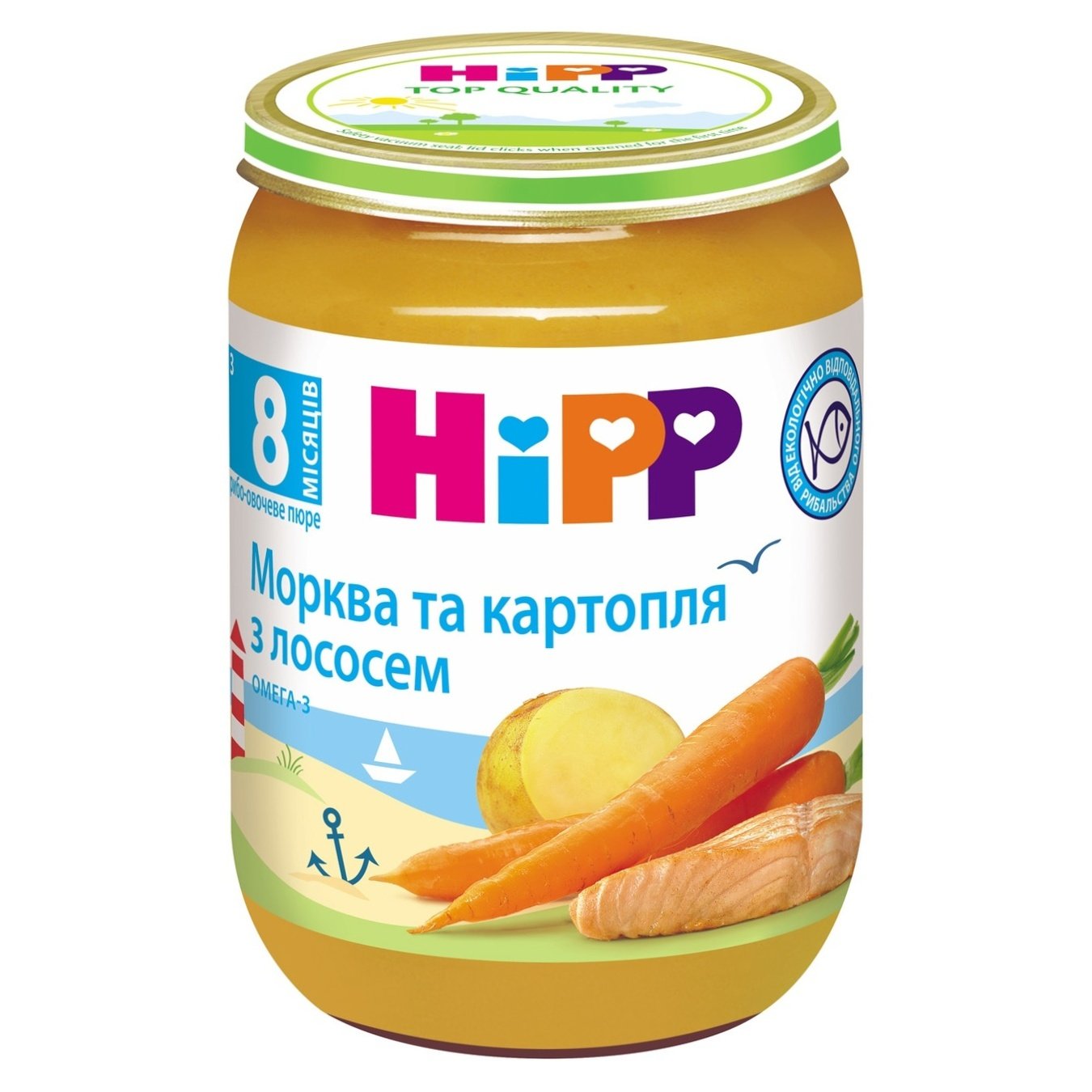 

Пюре Hipp Морковь и картофель с лососем для детей с 8 месяцев 190г