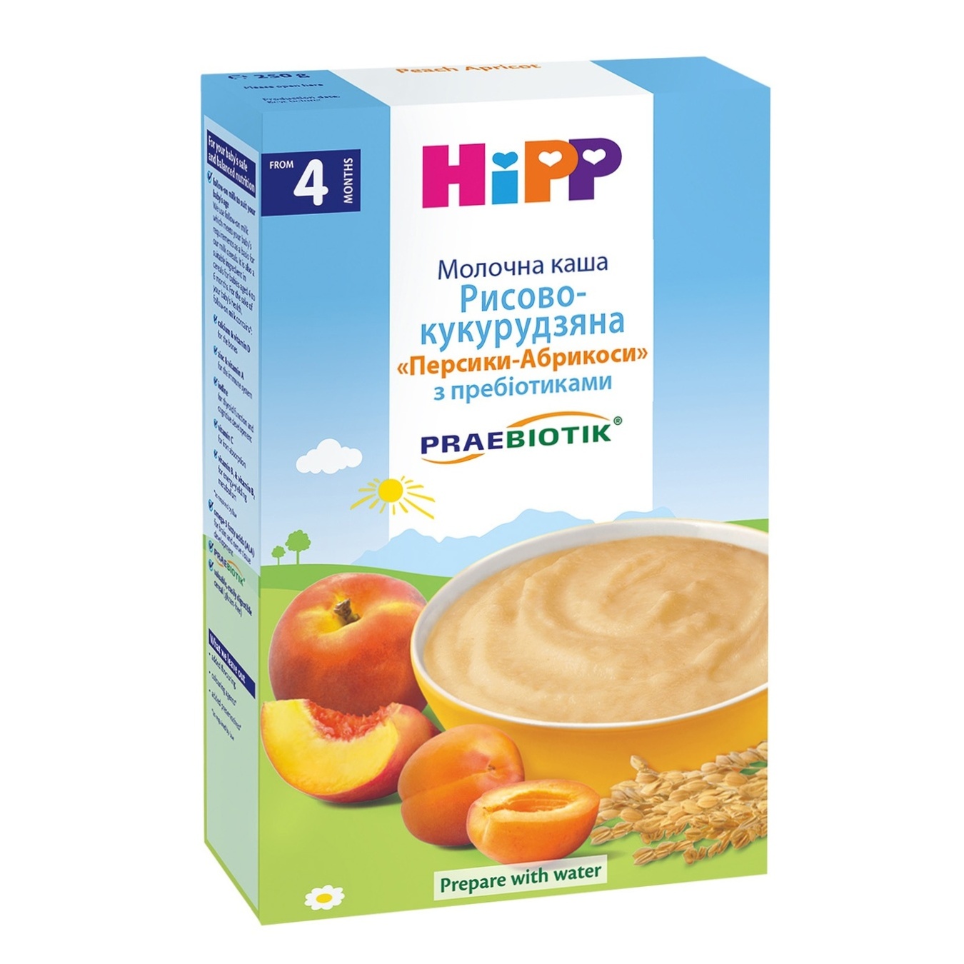 

Каша Hipp молочная рисово-кукурузная с персиком и абрикосом для детей с 4 месяцев 250г
