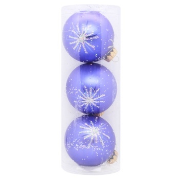 Glass Christmas Ball with Patterned Pattern 80mm 3pcs - buy, prices for ULTRAMARKET - photo 2