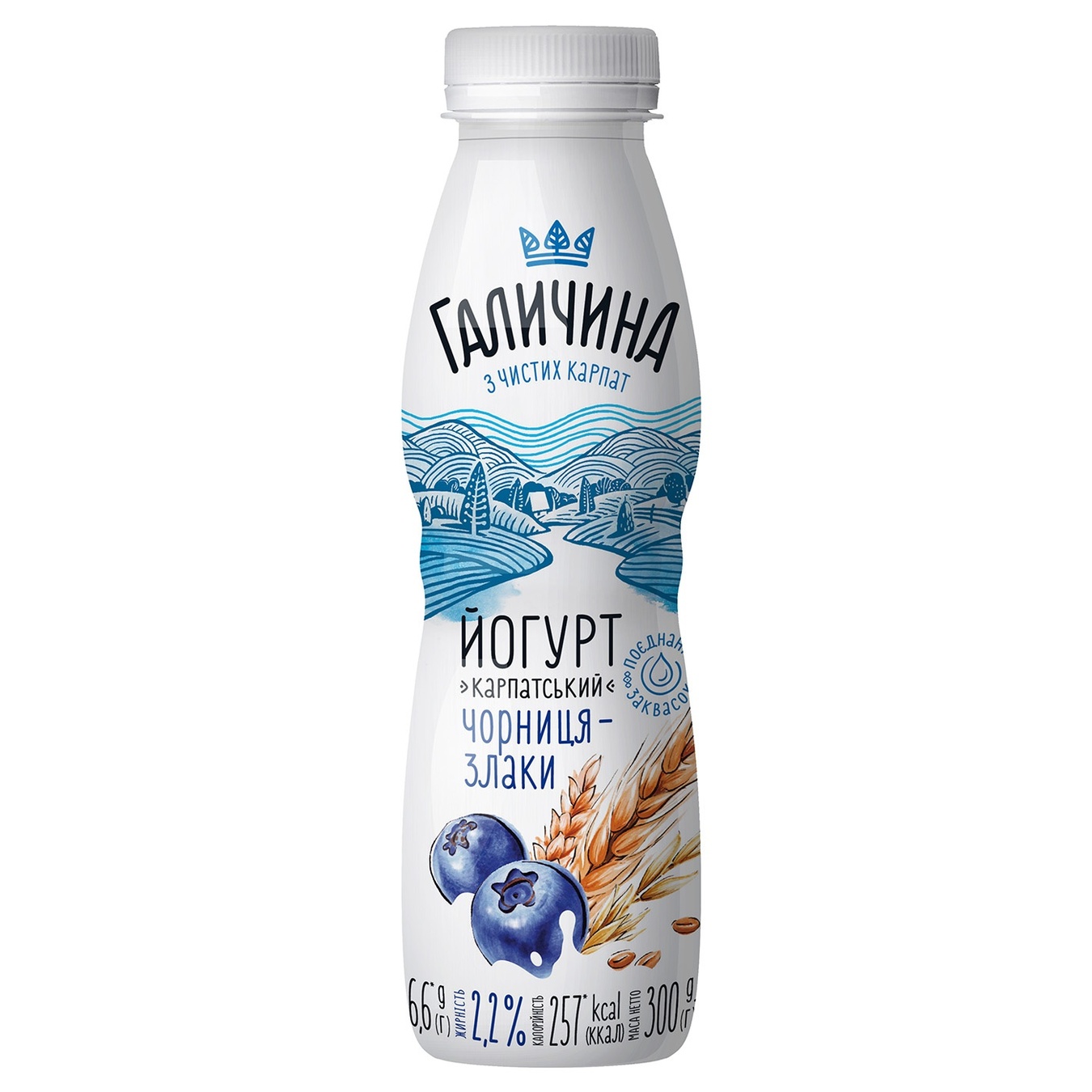

Йогурт Галичина черника-злаки 2,2% 300г