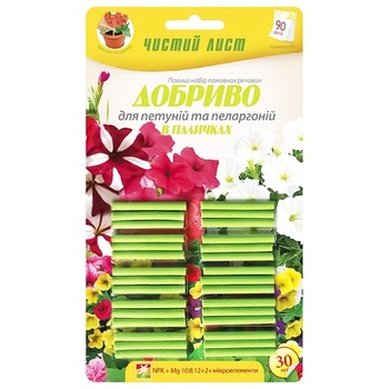 Chistyy List Long-term Fertilizer for Petunias and Pelargoniums in Sticks 30pcs - buy, prices for Auchan - photo 1