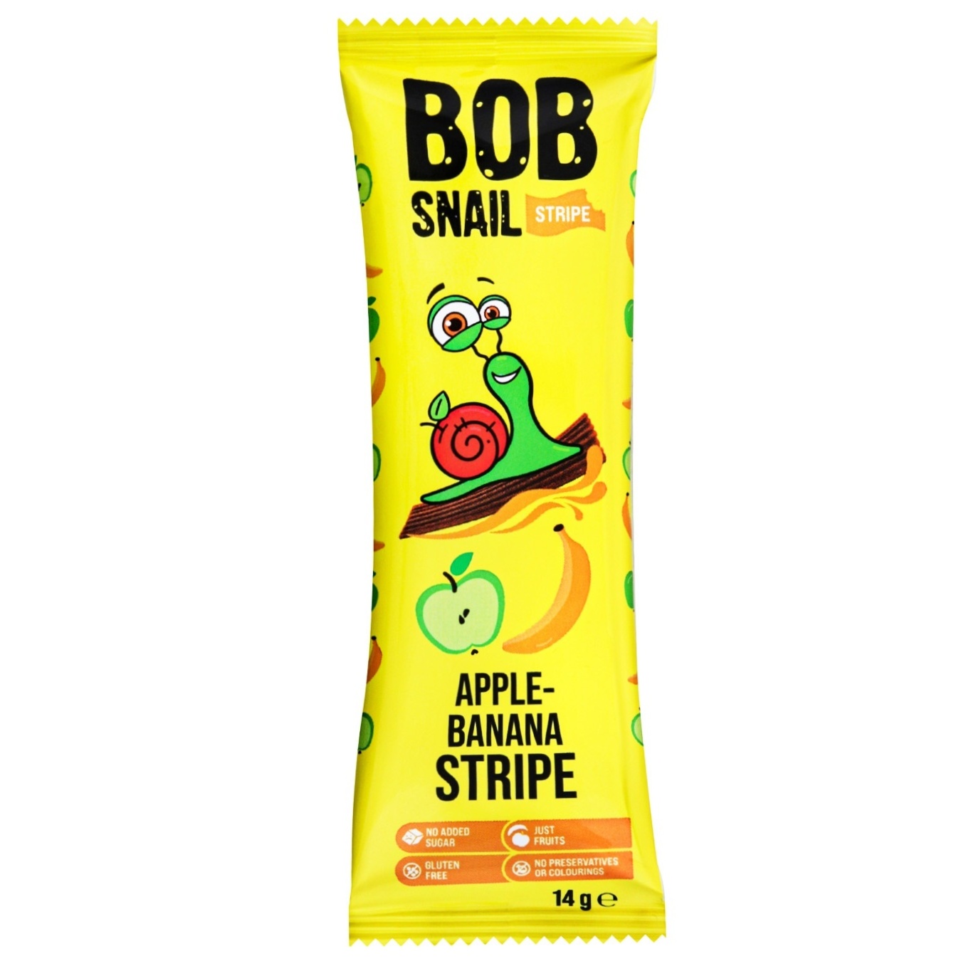 

Конфета Bob Snail Яблочно-банановый страйп 14г