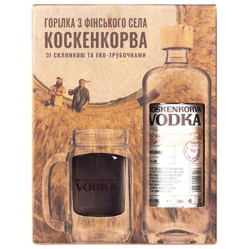 Водка Koskenkorva 40% 0,7л + Стакан с эко-трубочкой - купить, цены на WINETIME - фото 1