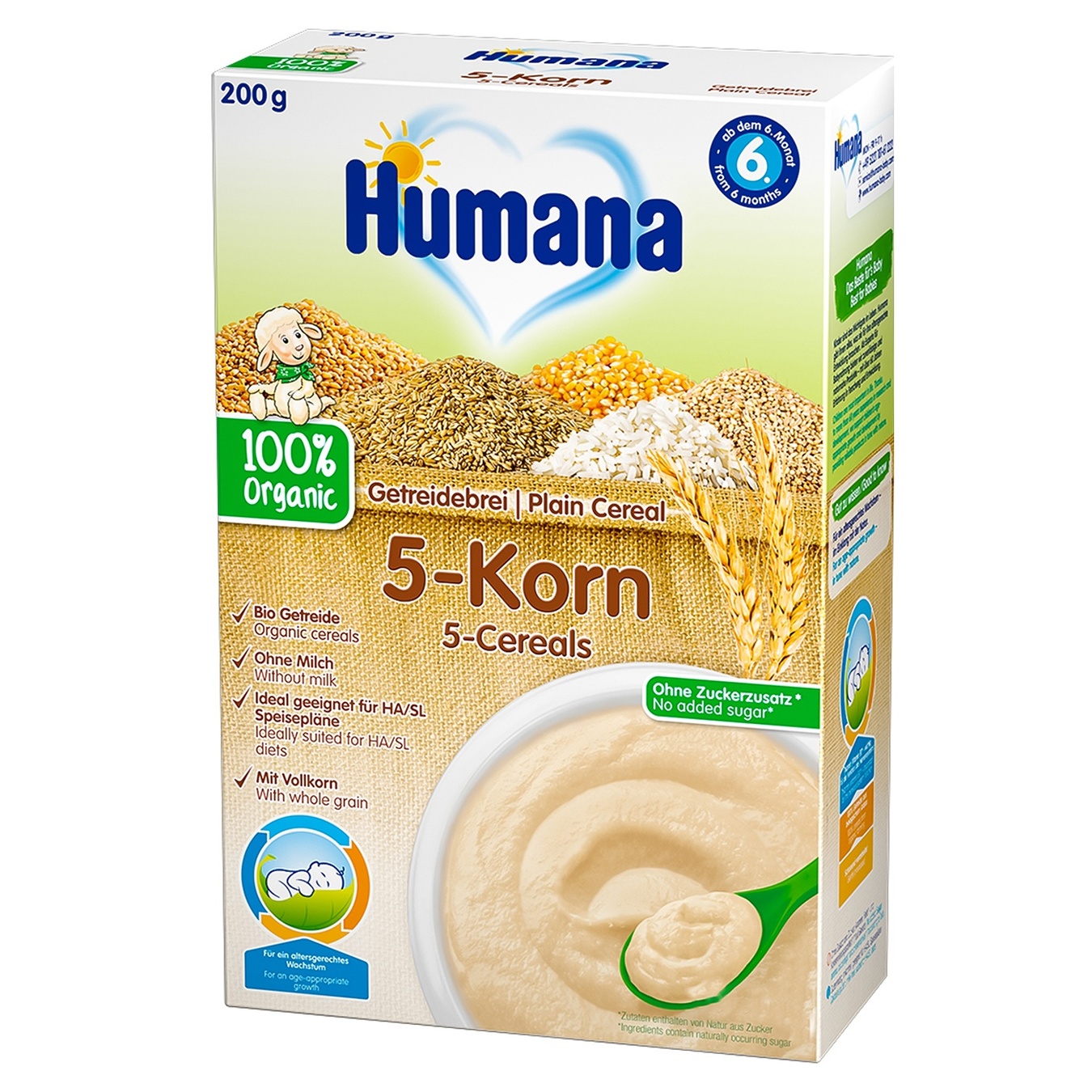

Каша безмолочная Humana 5 злаков органическая 200г
