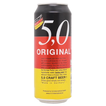 5.0 Original Craft Light Beer 5% 0.5l - buy, prices for MegaMarket - photo 1