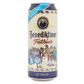 Benediktiner Festbier Light Beer Iron Can 5.8% 0.5l - buy, prices for MegaMarket - photo 1