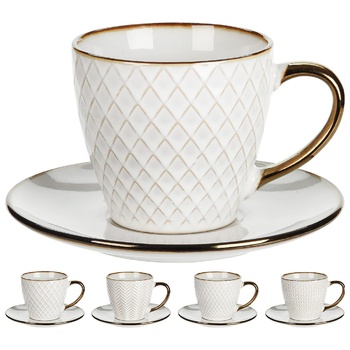 White Cup with Pattern and Saucer 220ml - buy, prices for Auchan - photo 1