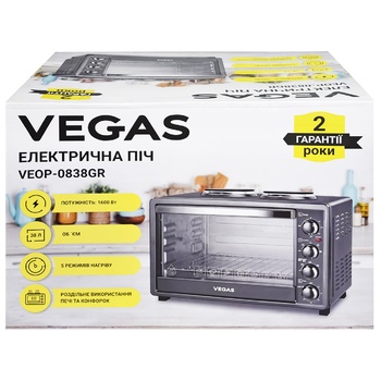 Піч Vegas VEOP-0838GR електрична 1600Вт 38л - купити, ціни на Auchan - фото 1