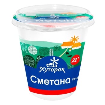 Сметана Хуторок 21% 350г - купити, ціни на Чудо Маркет - фото 1