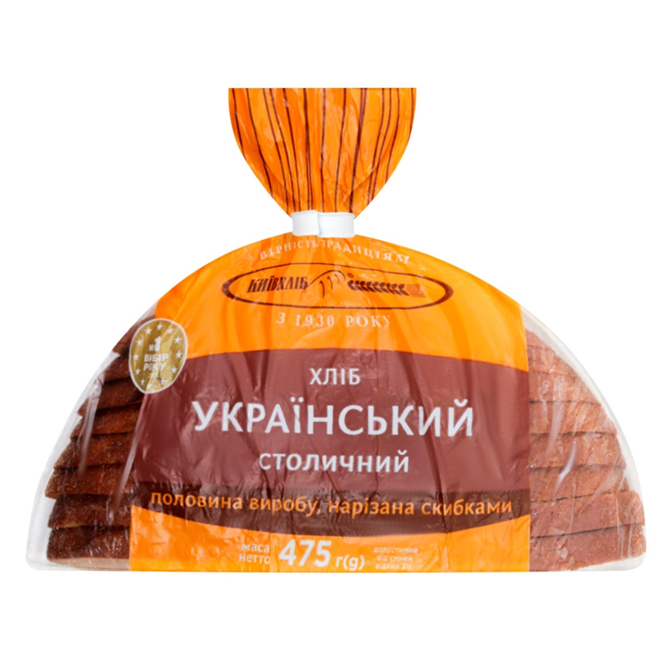 

Хліб Київхліб український столичний под половинка нарізаний 475гр п/е