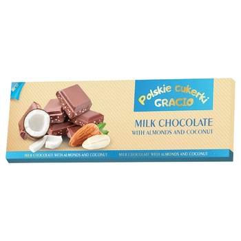 Шоколад молочний Gracio з мигдалем та кокосом 250г - купити, ціни на - фото 1