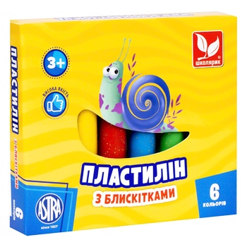 Shkolyaryk Round Wax Plasticine with Glitter 6 colors