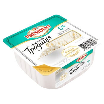 President Tvorozhna Tradytsiya Cottage Cheese 5% 300g - buy, prices for Auchan - photo 1