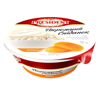 President Cottage Cheese with Sour Cream and Dried Apricots 9% 180g