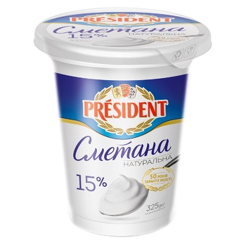 Сметана President 15% 325г - купити, ціни на Auchan - фото 1