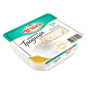 Cottage cheese President Tvorozhna Tradyciya 5% 200g - buy, prices for ULTRAMARKET - photo 1