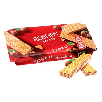 Вафлі Roshen Wafers з горіховою начинкою 216г