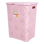 Bursev Lace Light Pink Plastic Basket for Linen 60l