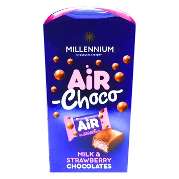 Цукерки Millennium Air Milk & Strawberry шоколадні з начинкою 100г - купити, ціни на Auchan - фото 2