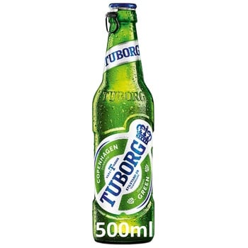 Пиво Tuborg Green светлое 4.6% 0,5л - купить, цены на Auchan - фото 1