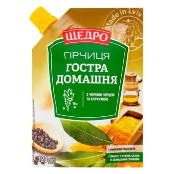 Горчица Щедро Острая домашняя 120г - купить, цены на Auchan - фото 1