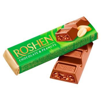 Батончик Roshen Chocolate & Peanuts молочно-шоколадний 38г