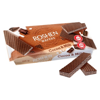 Вафлі Roshen Wafers Какао-молоко 216г