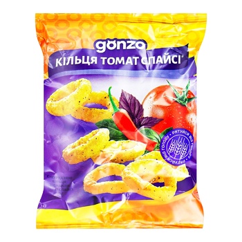 Кільця Gonzo кукурудзяні зі смаком томат спайсі 40г - купити, ціни на Auchan - фото 1