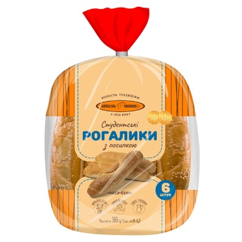 Рогалики Киевхлеб Студенческие с посыпкой 6шт 360г - купить, цены на Auchan - фото 1