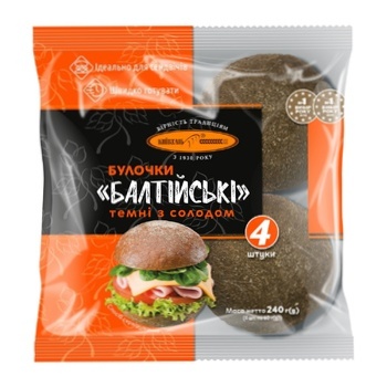 Kyivkhlib Baltic Dark Buns with Malt 60g 4pcs - buy, prices for EKO Market - photo 1