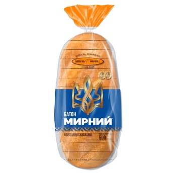 Батон Киевхлеб Мирный нарезанный 500г - купить, цены на Auchan - фото 1