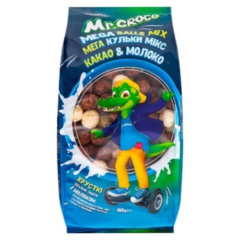 Zolote Zerno Mr. Croco Mega Balls Mix Cocoa and Milk Dry Breakfast 180g - buy, prices for EKO Market - photo 1