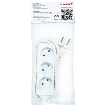 E.Next Extension Cord for 3 Sockets without Grounding 1.5m