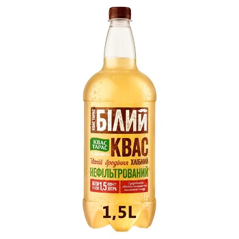 Kvas Taras White Kvas Unfiltered Pasteurized Highly Carbonated Bread Fermented Drink 1.5l