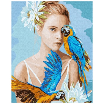 Ideyka Girl with Blue Parrots Picture by Numbers 40*50cm - buy, prices for - photo 3