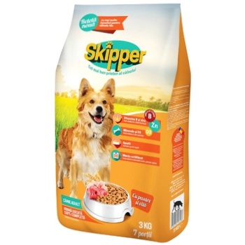 Корм сухий Skipper Курка та яловичина для собак 3кг - купити, ціни на Auchan - фото 1