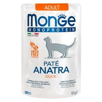 Корм для котів Monge Monoprotein Adult качка 85г - купити, ціни на Восторг - фото 1