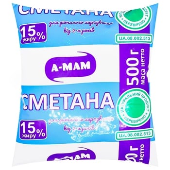 Сметана А-МАМ 15% 500г