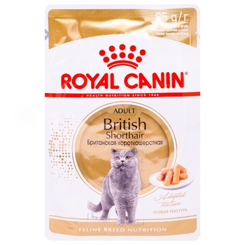 Корм влажный Royal Canin с домашней птицей для взрослых кошек породы британская короткошерстная 85г