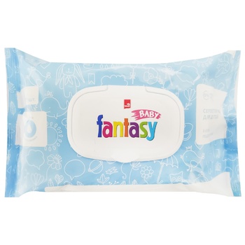 Салфетки влажные Fantasy Baby с соком подорожника 72шт - купить, цены на Auchan - фото 1