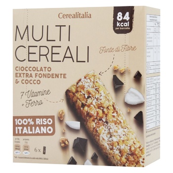 Батончики Cerealitalia Day By Day мультизерновые с экстра черным шоколадом, витаминами и минералами 126г