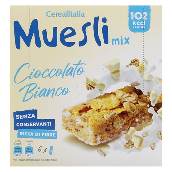 Батончики Cerealitalia Muesli Mix зернові з білим шоколадом 150г - купити, ціни на WINETIME - фото 2