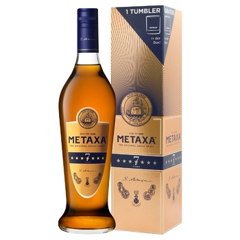 Бренді Metaxa 7років 40% 0,7л + склянка - купити, ціни на - фото 1