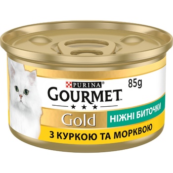 Корм влажный Gourmet Gold Нежные биточки с курицей и морковью для взрослых кошек 85г