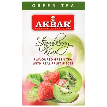 Чай зеленый Akbar Strawberry & Kiwi 20шт*1,5г - купить, цены на - фото 3